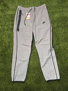 Nike Tech Woven Reflective Silver Flash Pant Sportswear Black Men SZ L FZ758-035